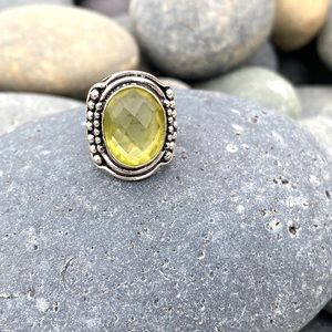 SUNDANCE lemon Quartz ring sterling silver birthstone birthday gemstone gift gem